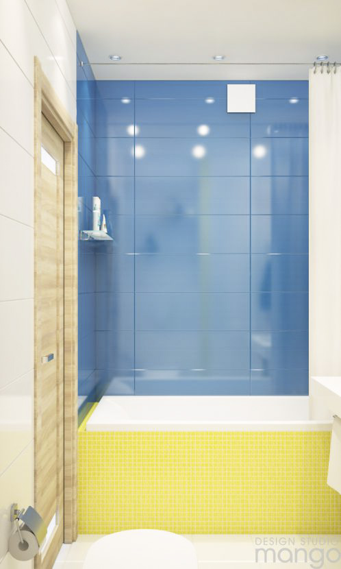 blue accent minimalist bathroom design