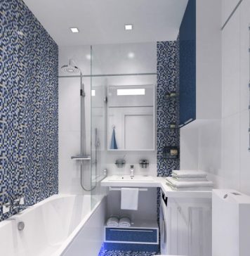 minimalist blue bathroom tile design