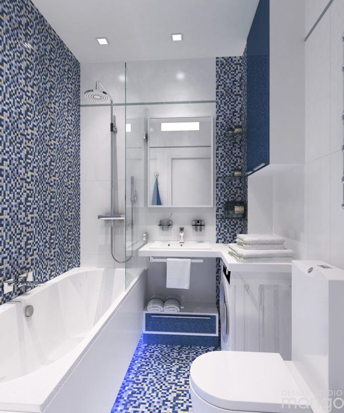 blue bathroom tile design