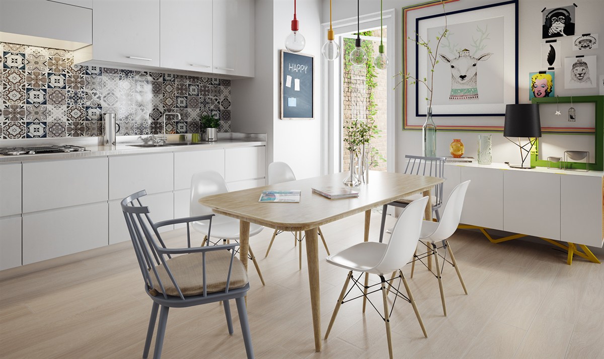 white minimalist dining room