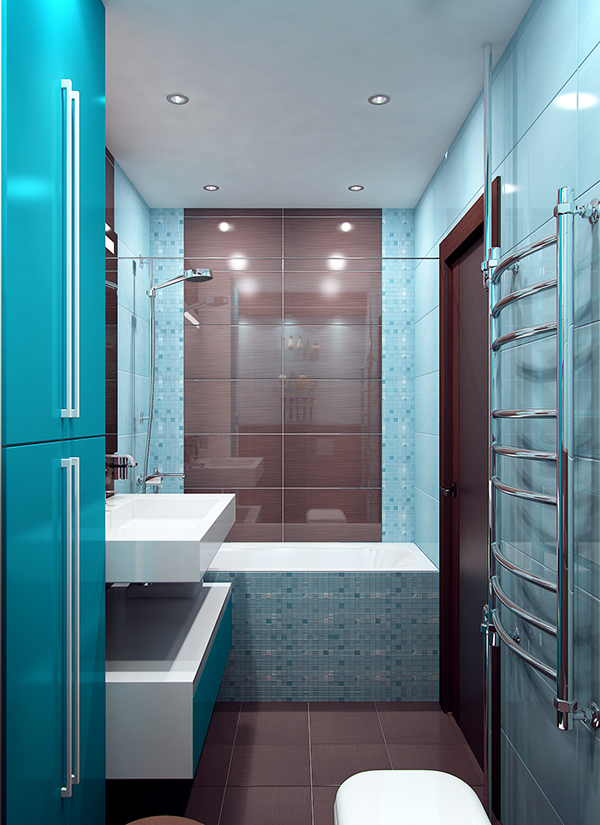 blue bathroom backsplash decor