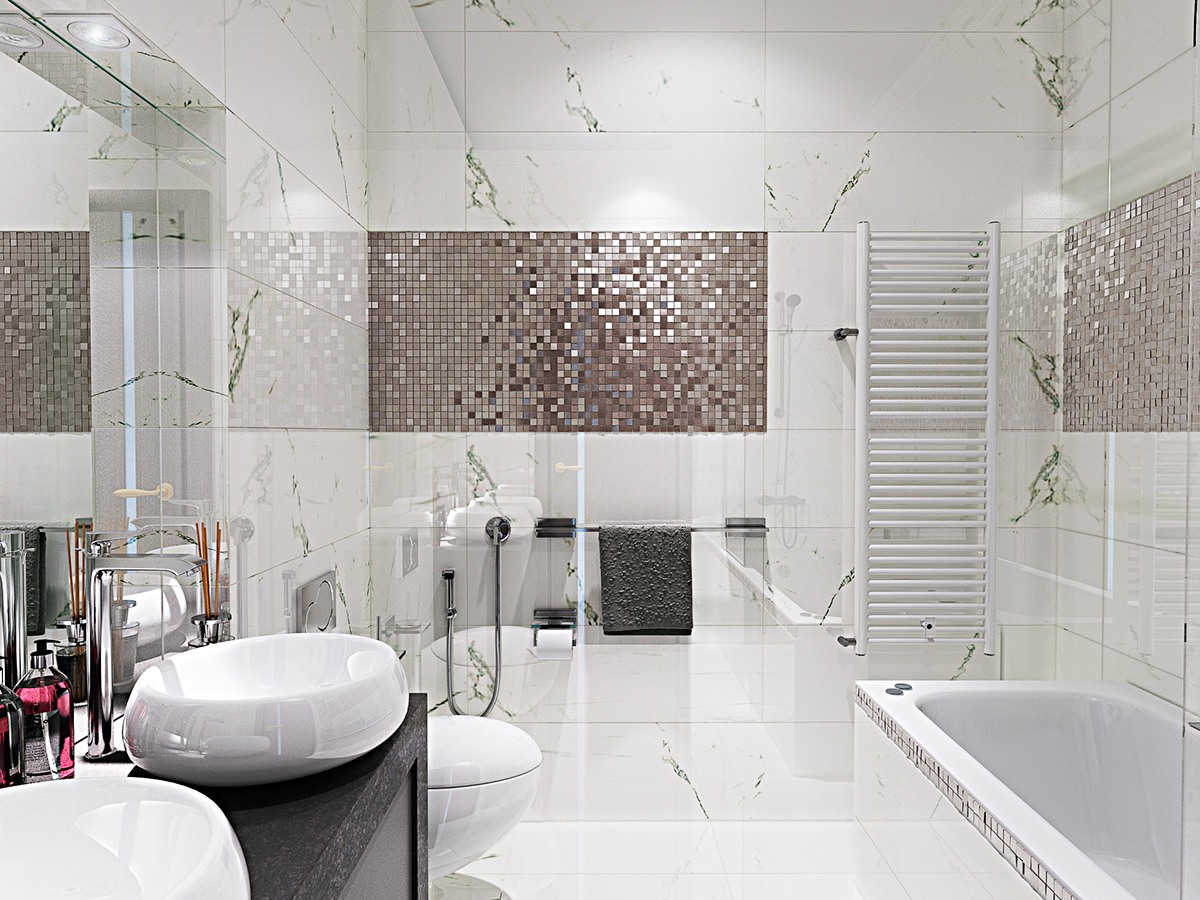 Contemporary Bathroom Designs Exposed Gray and White Color Decor Look So Luxurious - RooHome