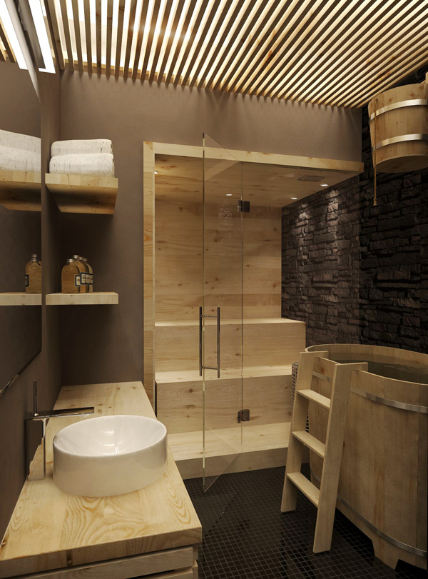 minimalist wooden bathroom