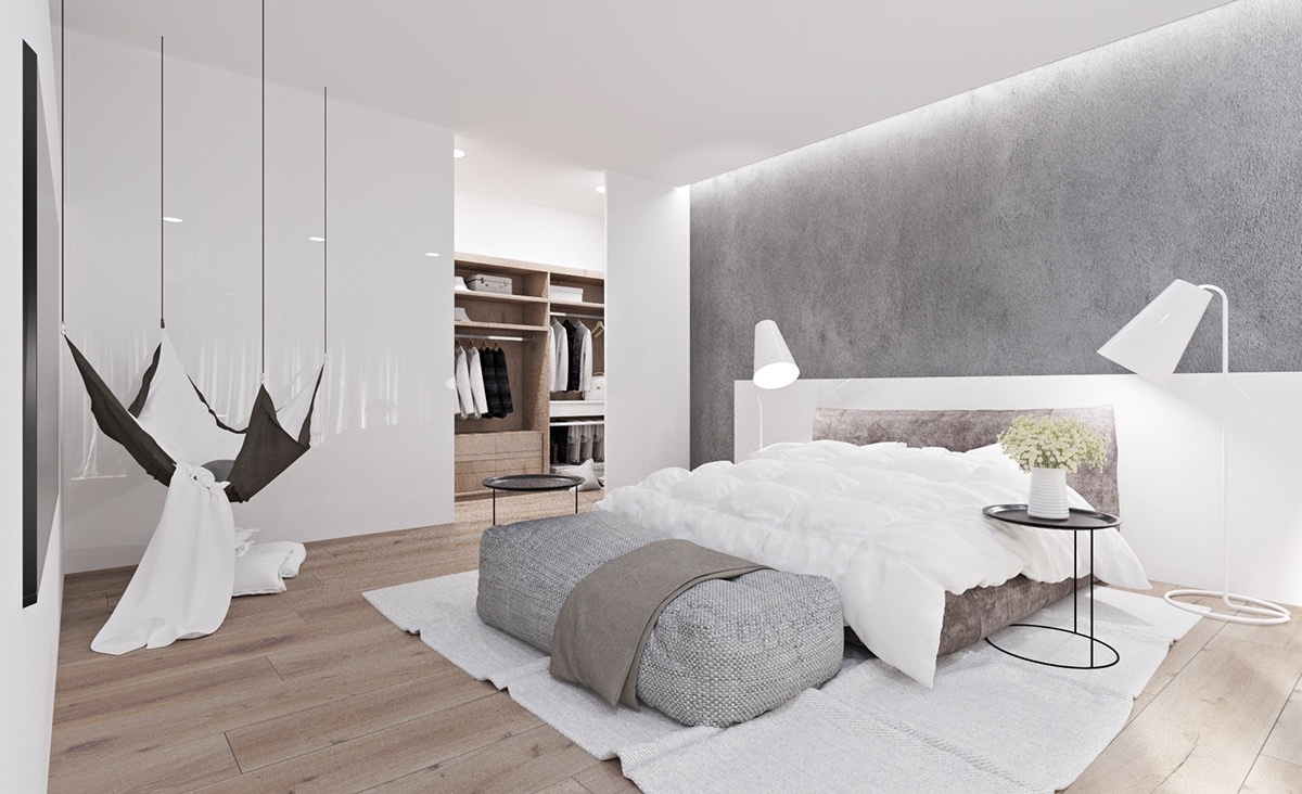 white gray bedroom design