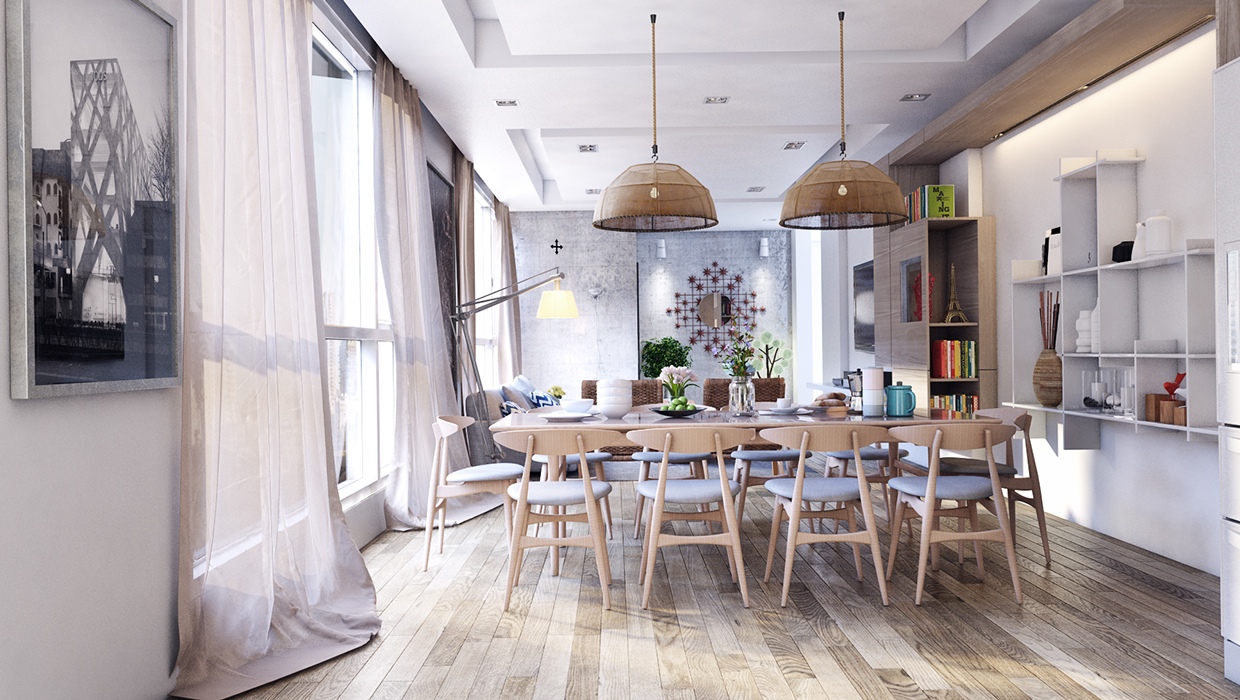 contemporary wooden dining room