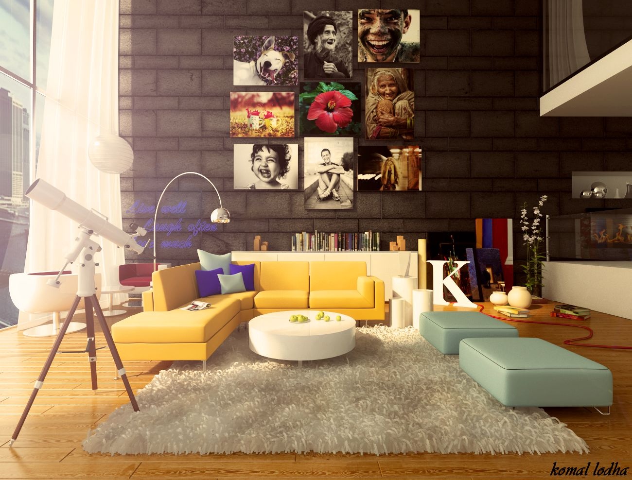 modern colorful living room decor