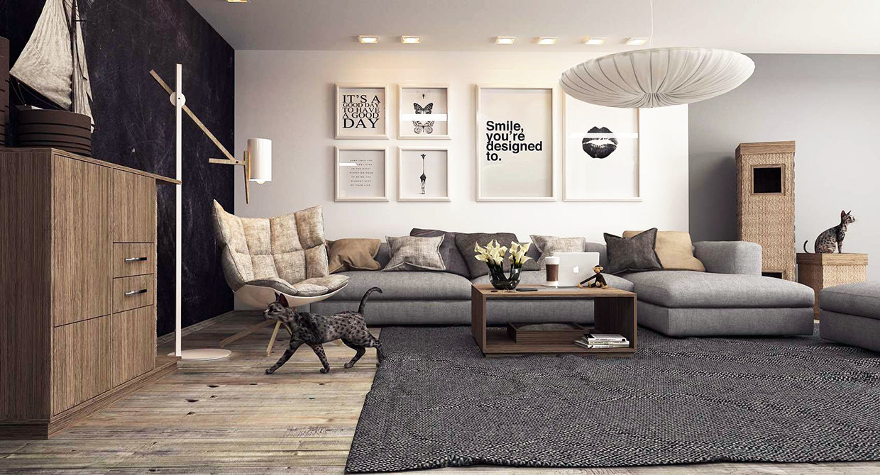 contemporary gray living room