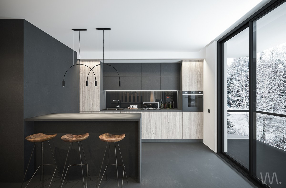 gray minimalist kitchen 