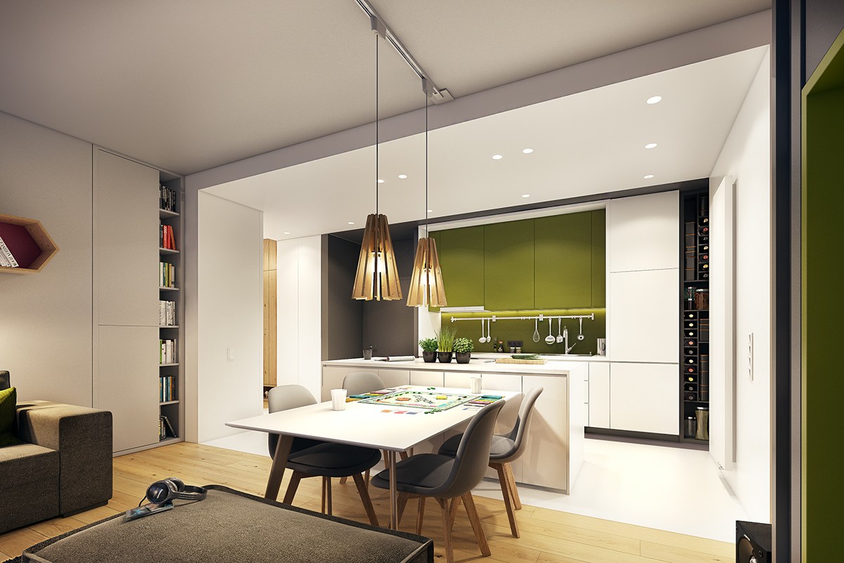 modern dining and kitchen