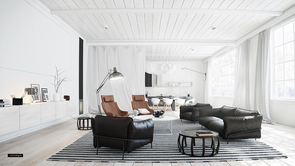 contemporary white living room