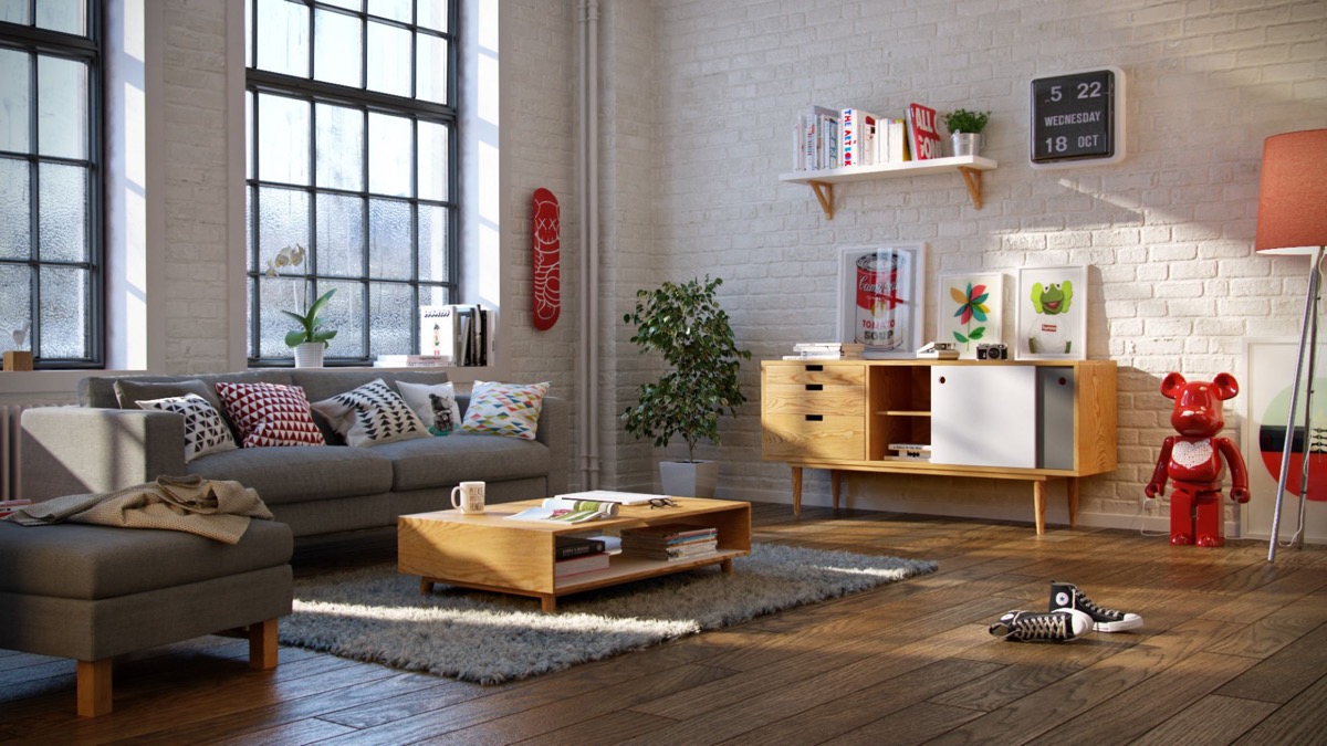 industrial & scandinavian style living room