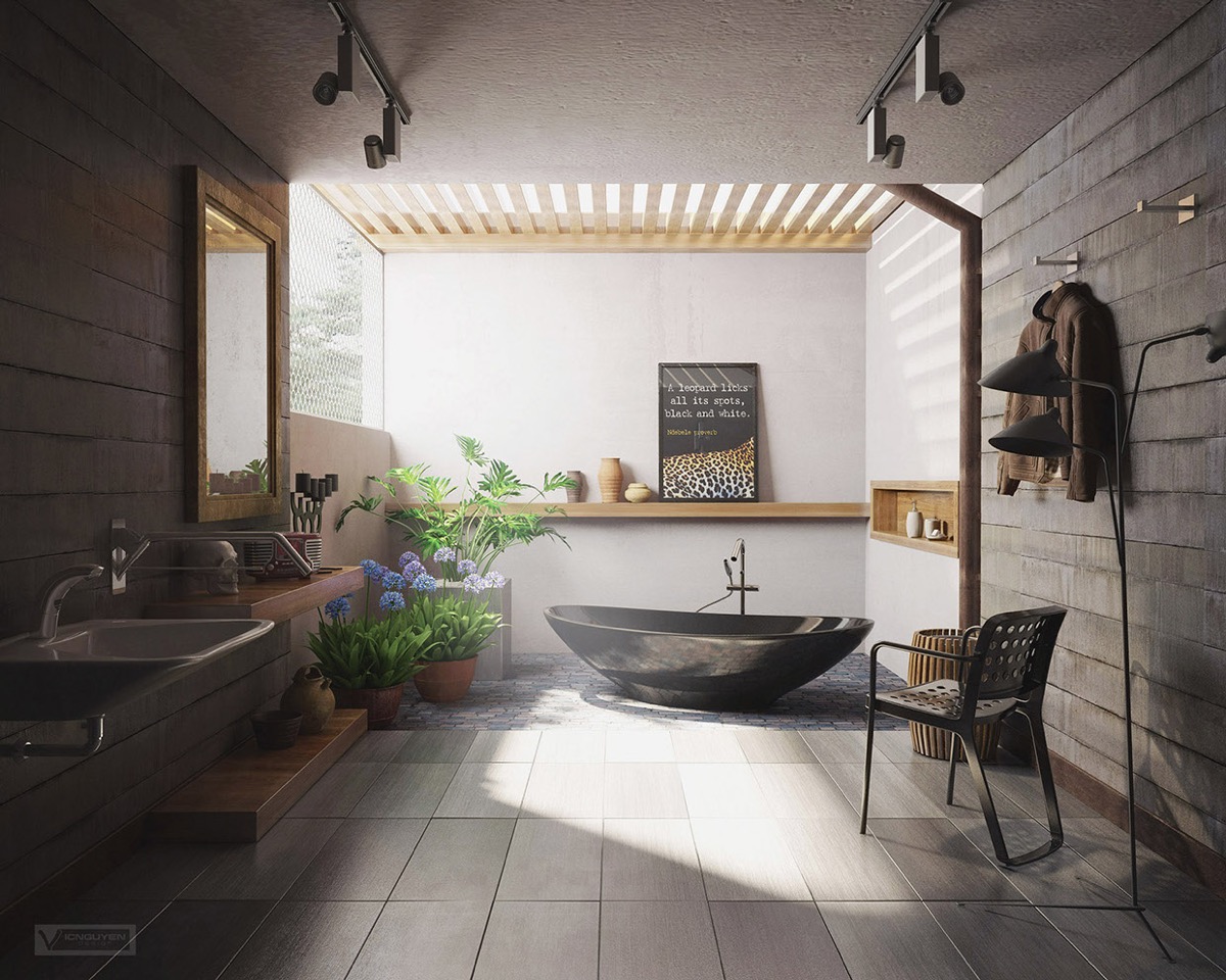 bathroom design with natural decor