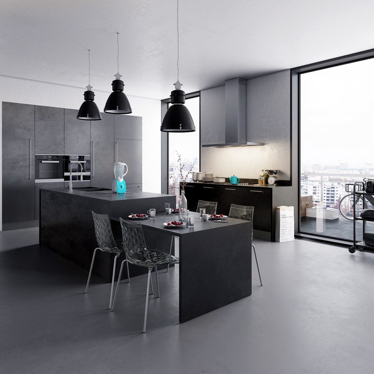 minimalist dark kitchen design