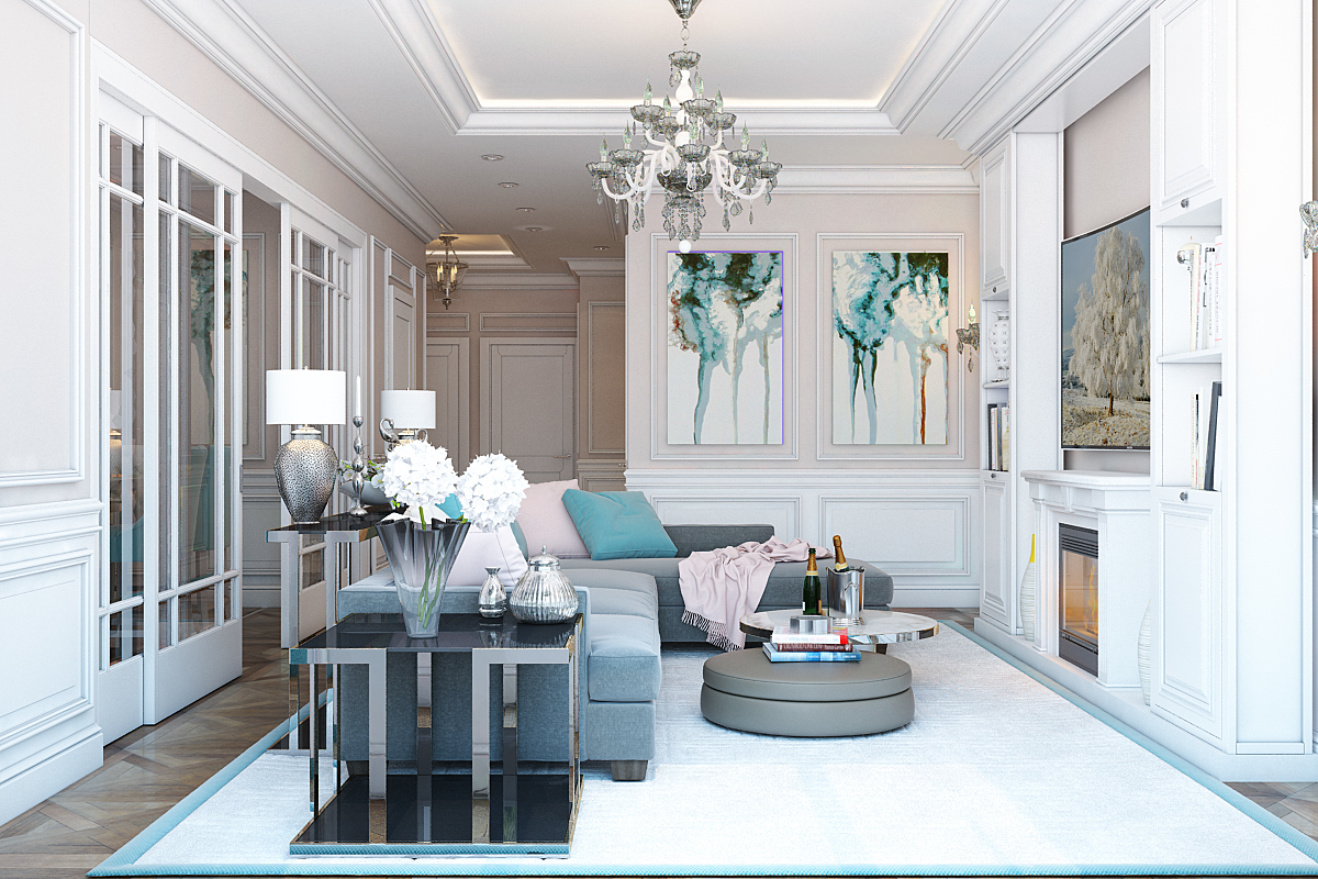 white luxury living room