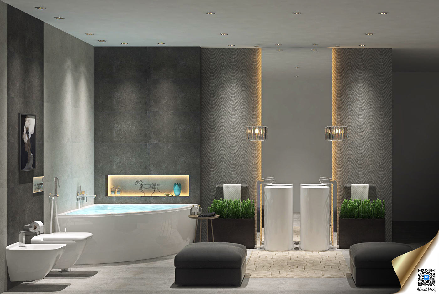 gray luxury bathroom decor