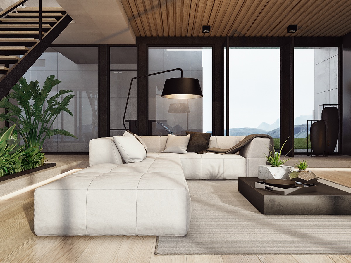 modern white living room decor