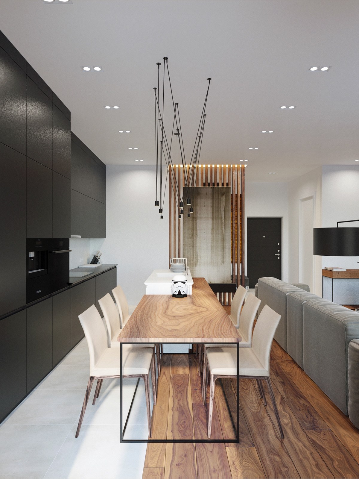 minimalist wooden dining room