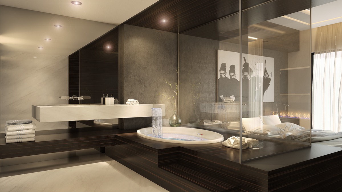 luxury bathroom and bedroom 