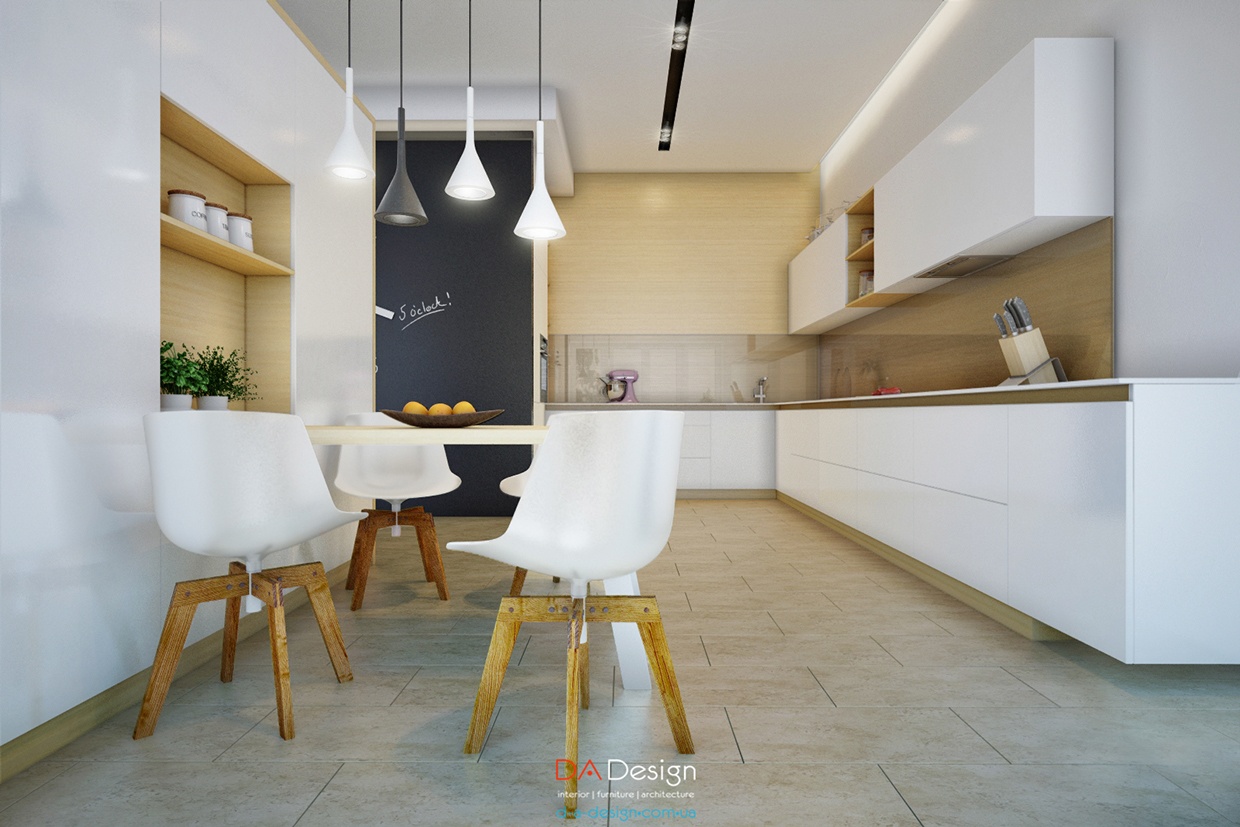 white wooden dining room