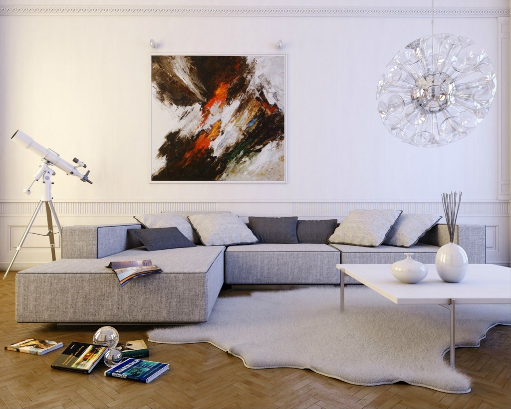 white modern living room