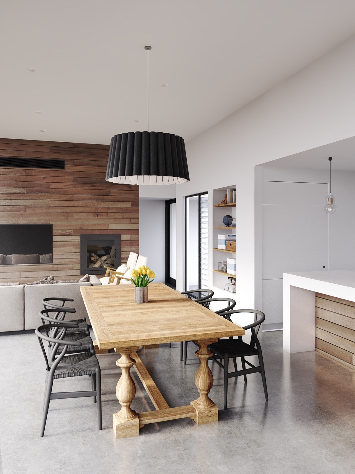 white wooden dining room decor