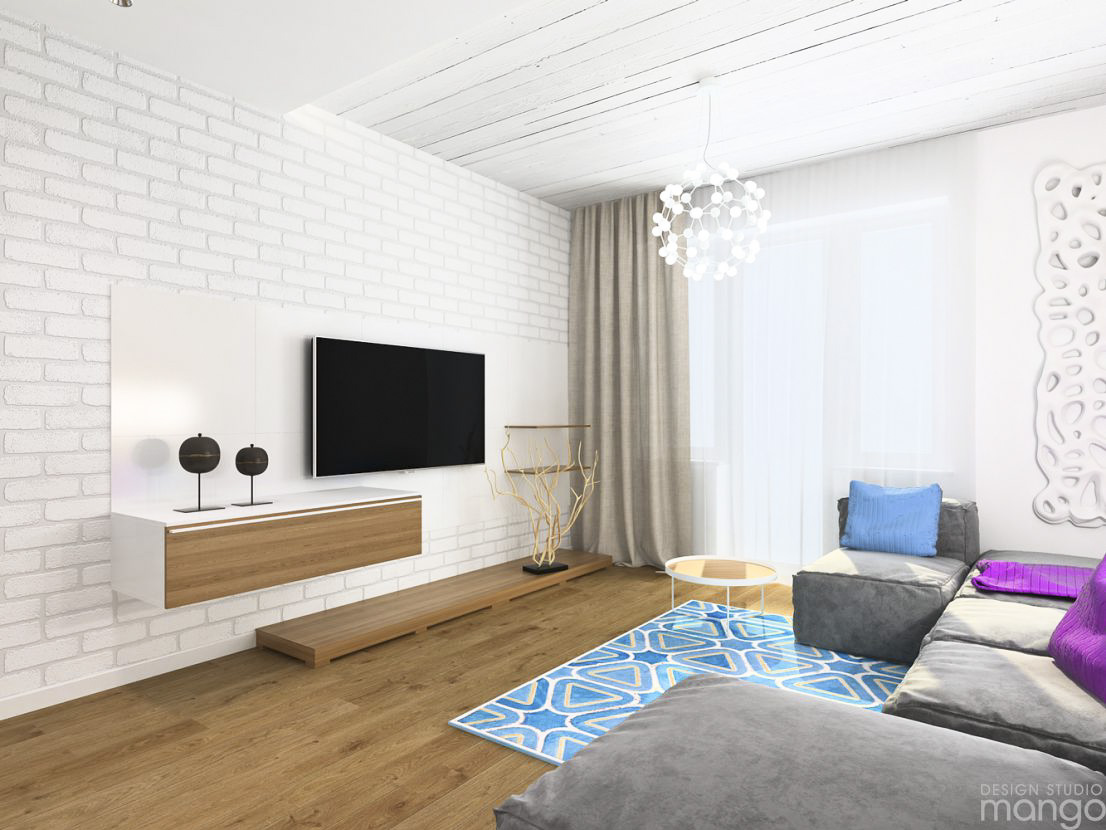 white wooden living room decor