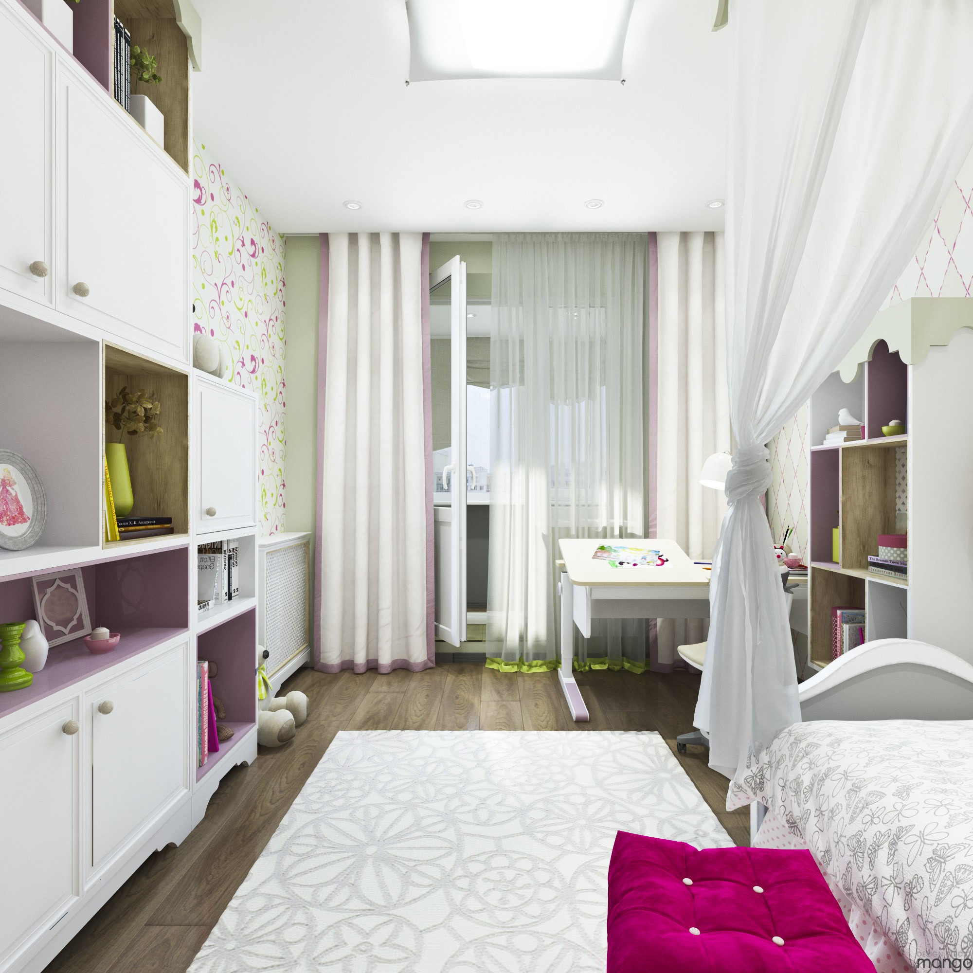 pinky girls room design