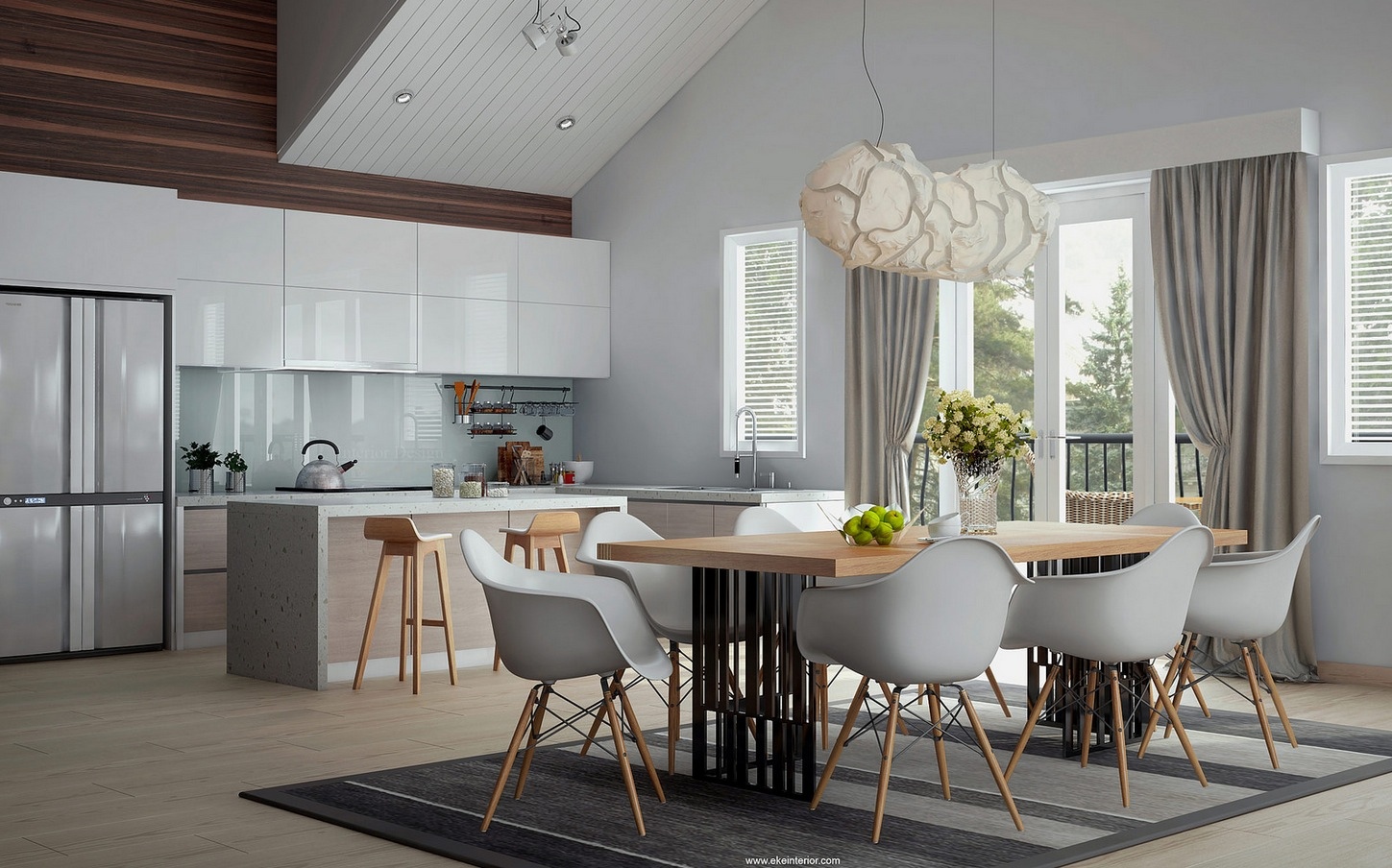 white modern dining room