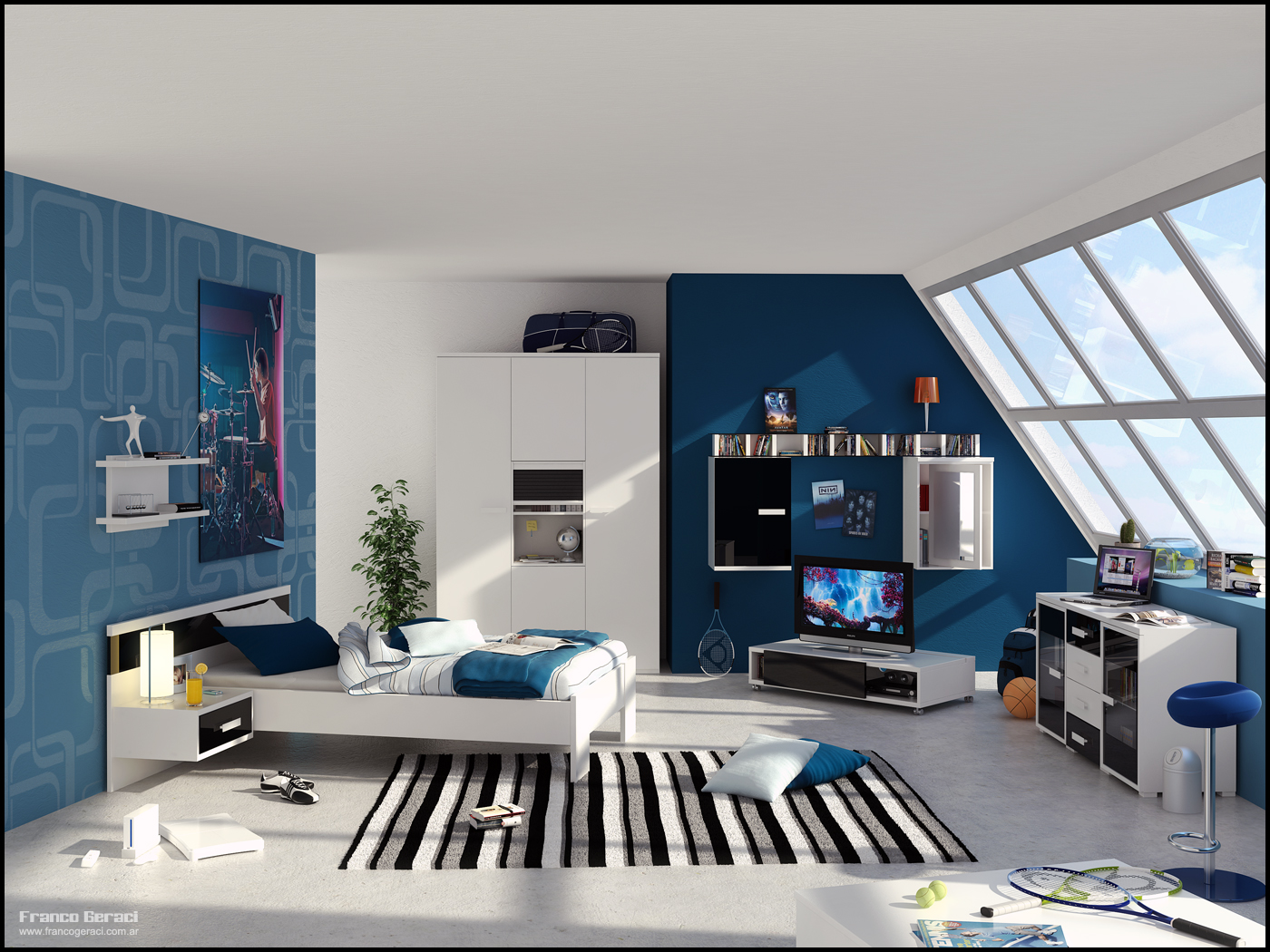 blue boys room design 