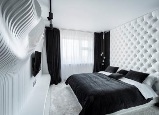 modern black and white bedroom