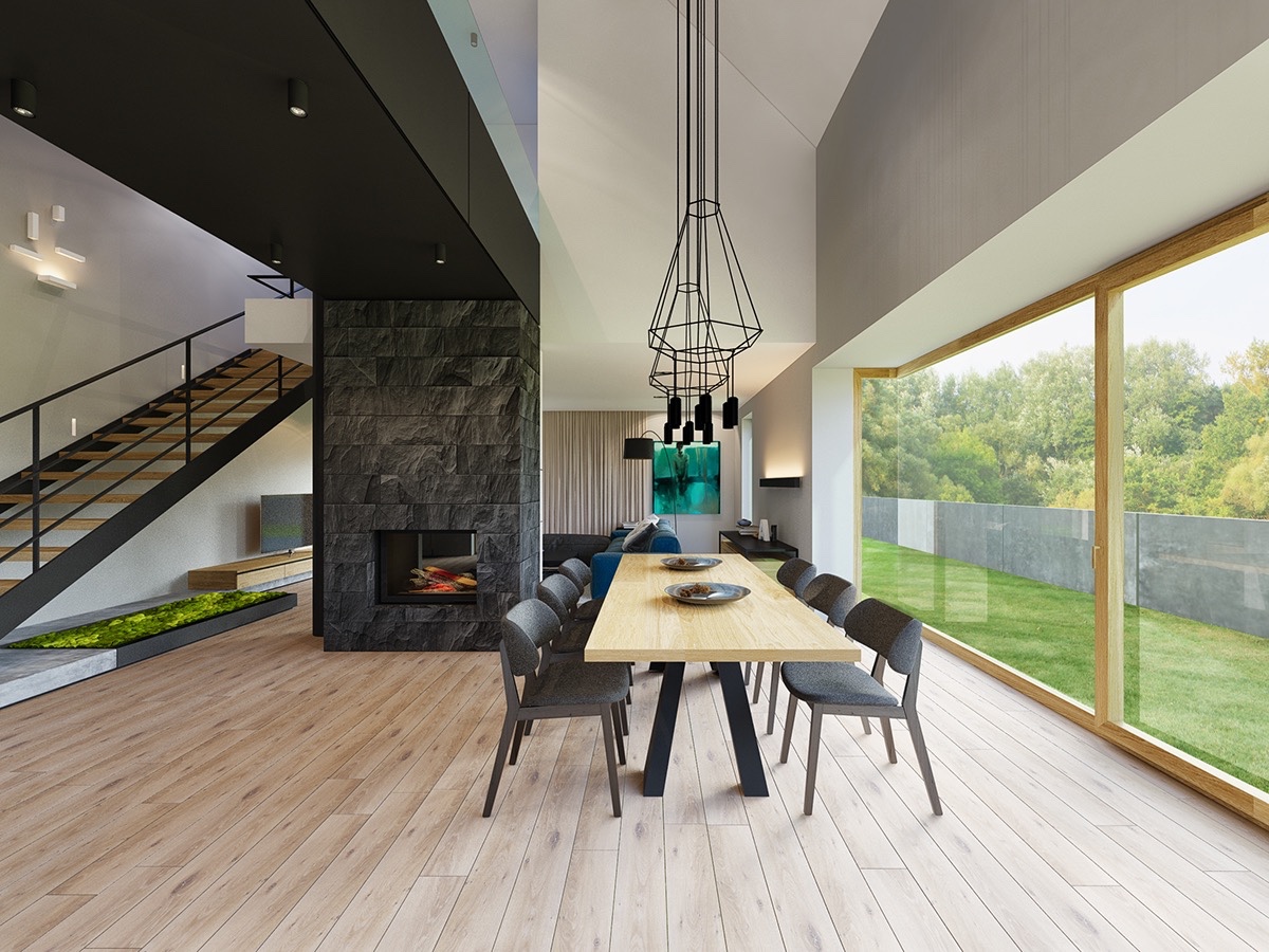 modern wooden dining room