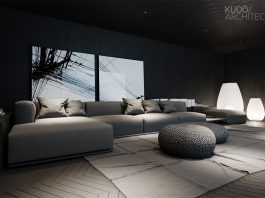 luxury spacious dark living room
