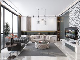 gray and white luxury living room