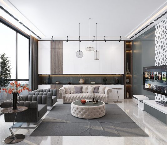 gray and white luxury living room
