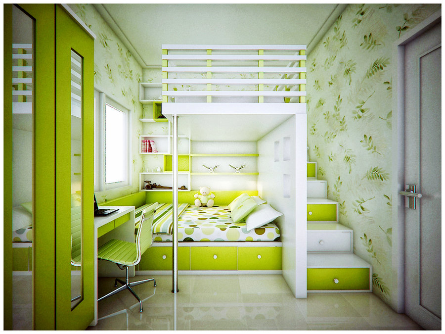 green kids room design