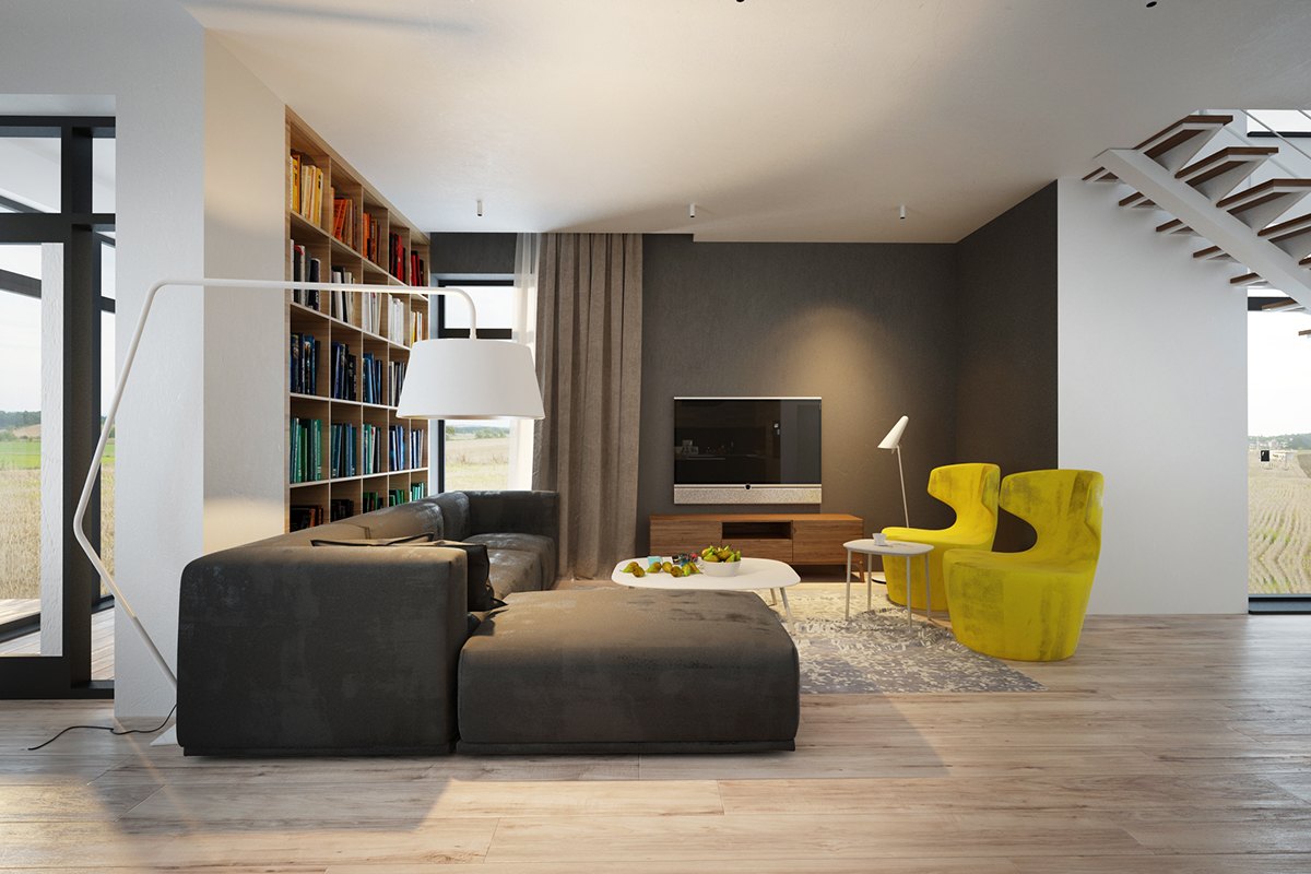minimalist wooden living room