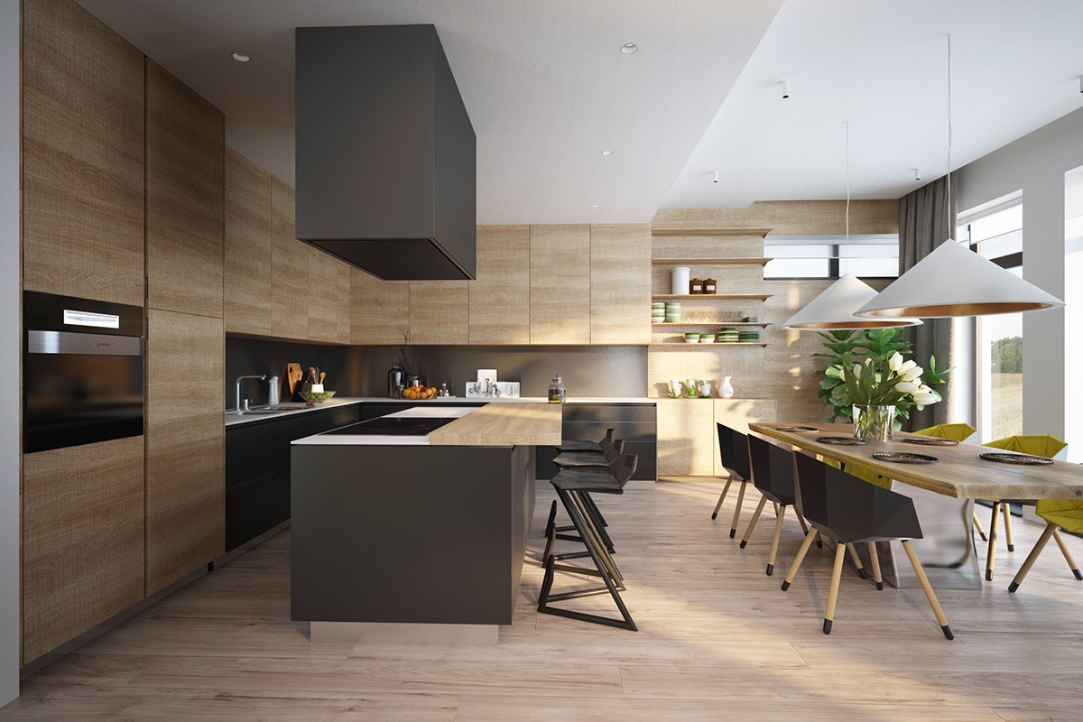 modern wooden kitchen set design