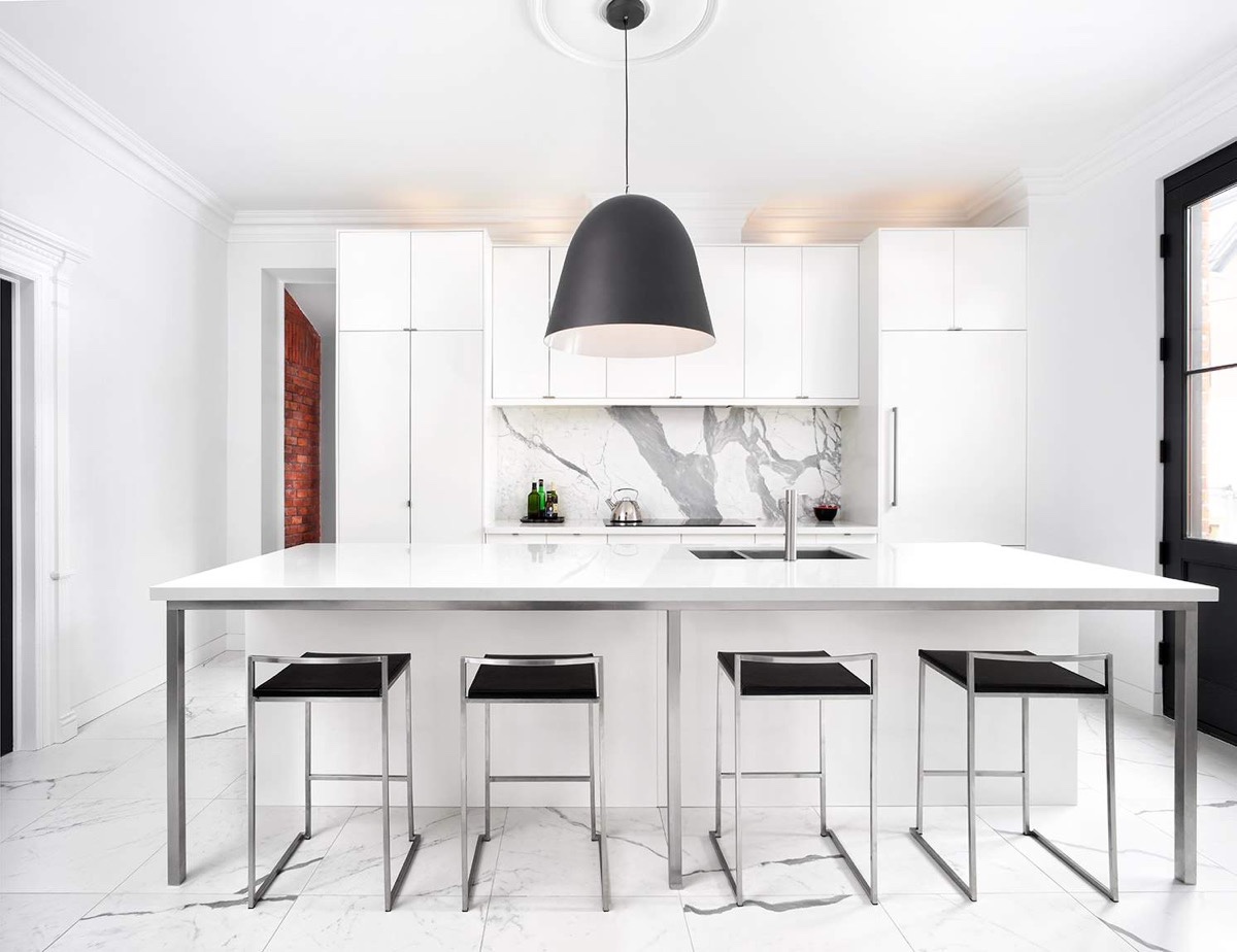 minimalist white kitchen set