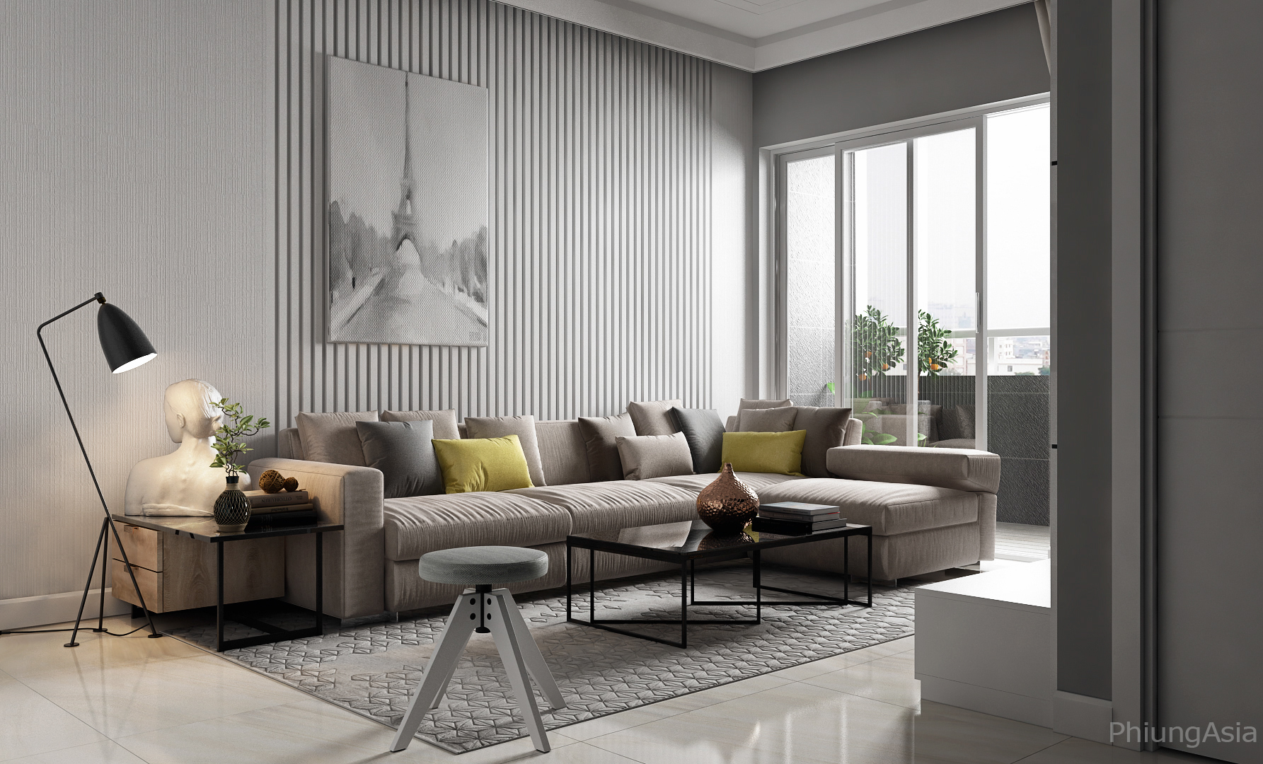 white modern living room