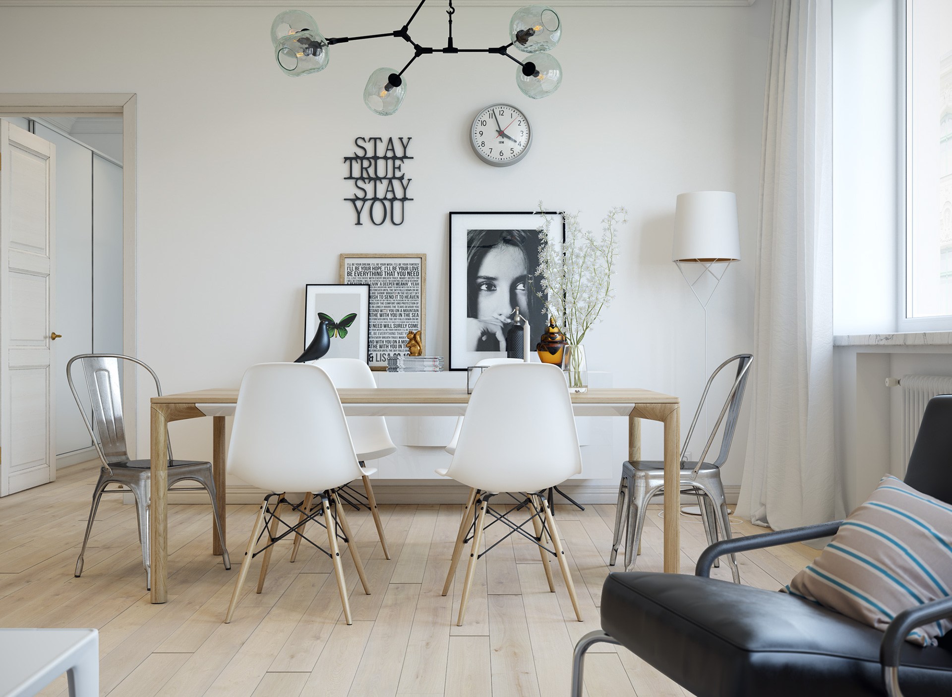 scandinavian white dining room