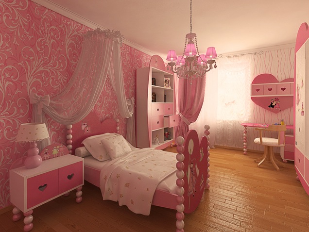 pinky girls room design