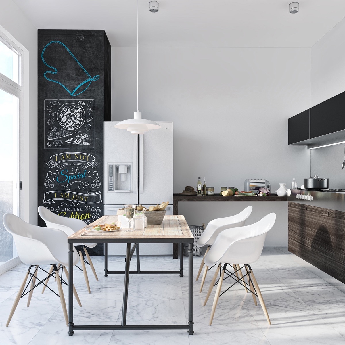 white modern dining room