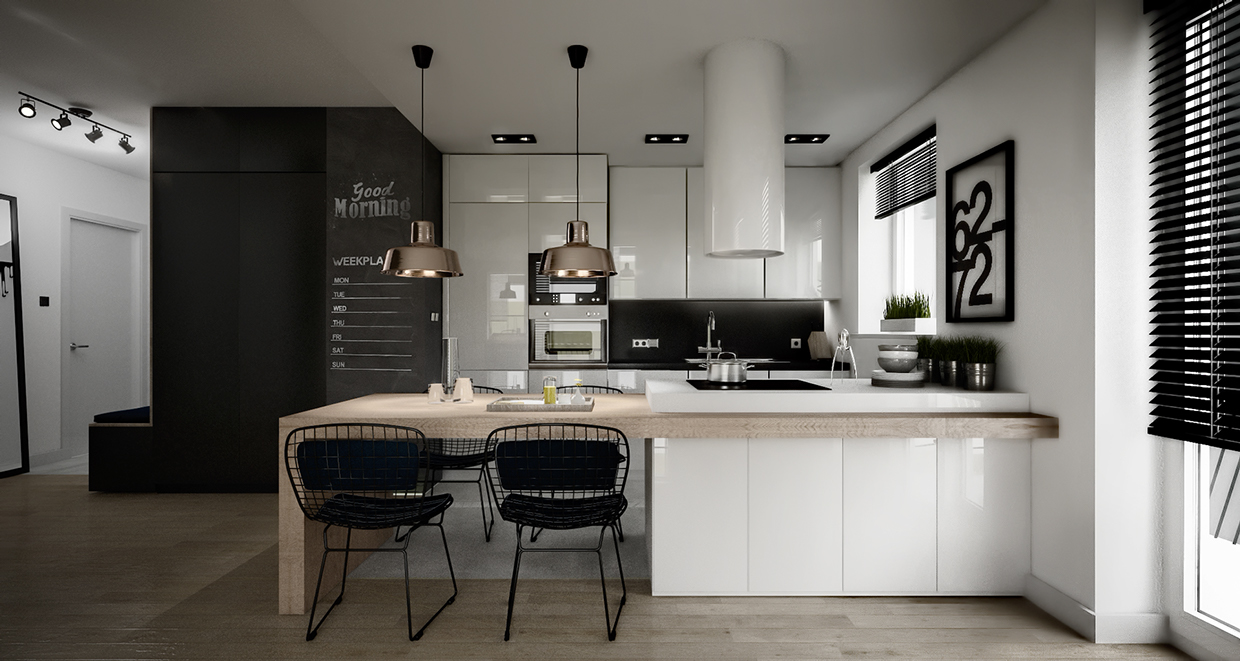 minimalist wooden dining room