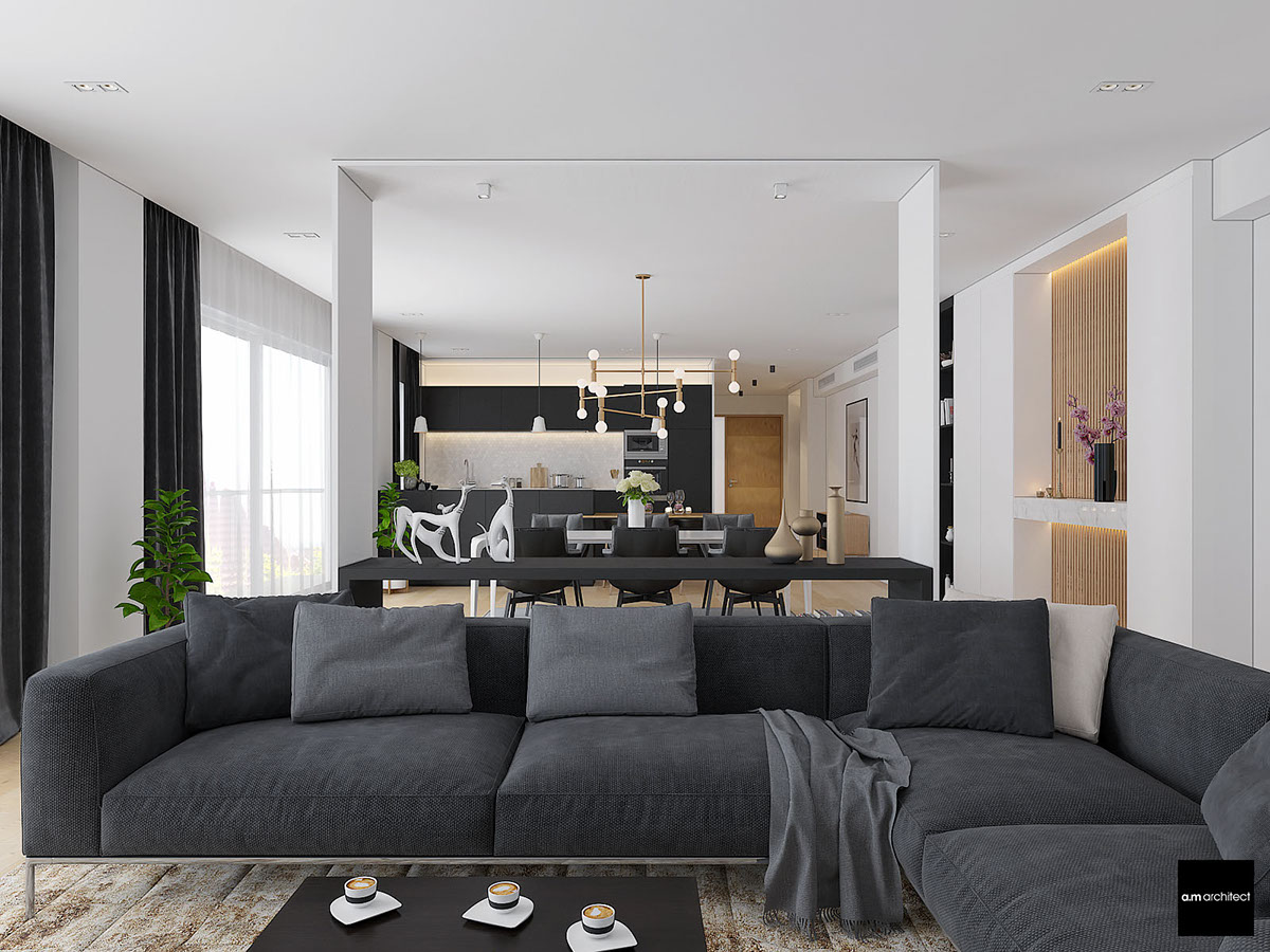 modern dark living room