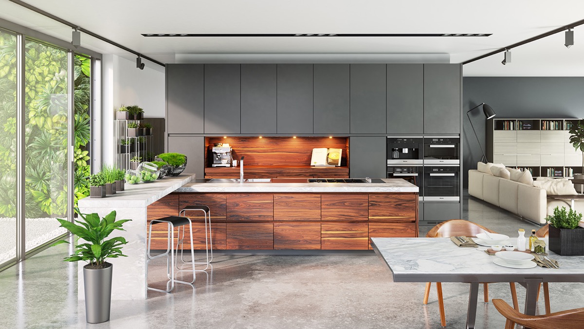 Contemporary Kitchen Set Designs Includes A Luxury And Modern Interior