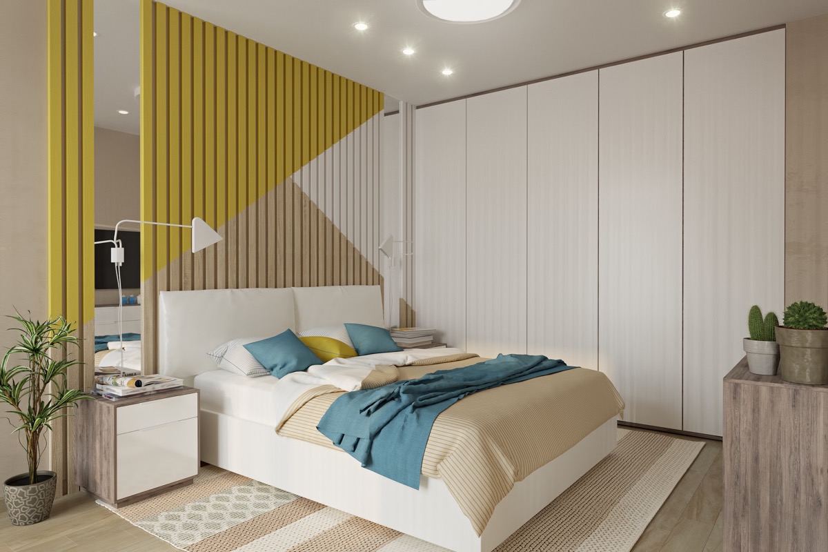 white and yellow slats wall