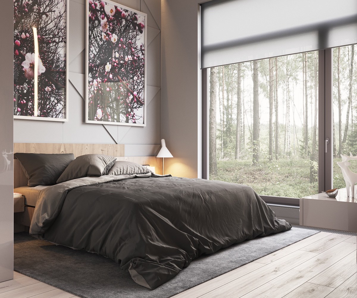 minimalist gray bedroom deco