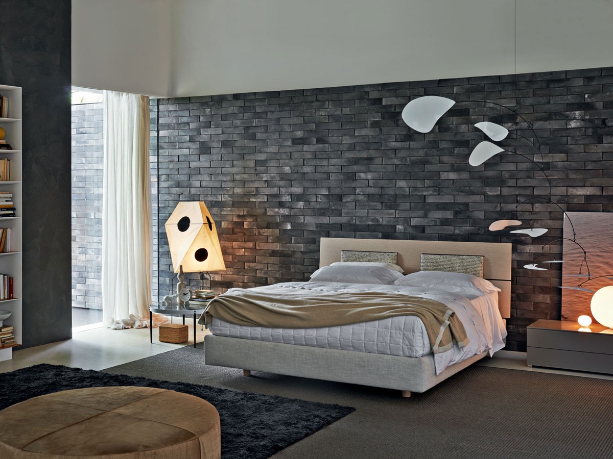 Sophisticated Bedroom Designs Which Applying With A Brick And Wooden   Molteni 