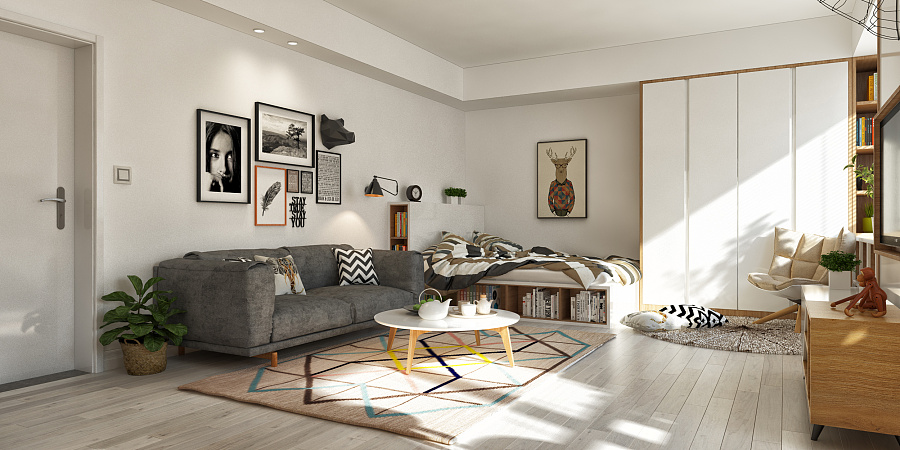 white Scandinavian living room