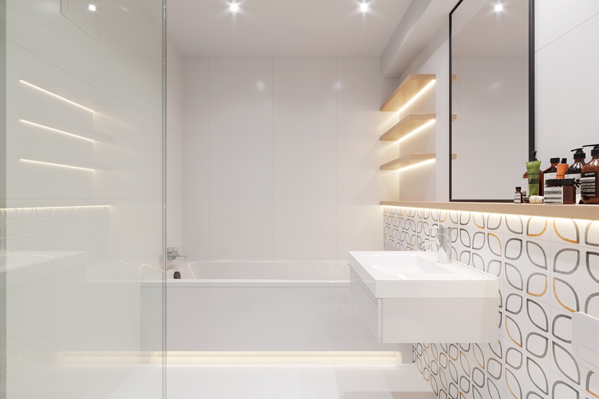 white Scandinavian bathroom design